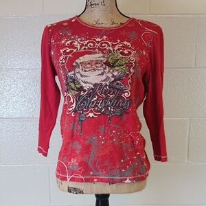 Red Christmas Santa Long Sleeve Tee